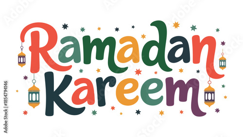 Ramadan Kareem Illustration: Festive and colorful Ramadan Kareem design, perfect for holiday greetings and celebrations.