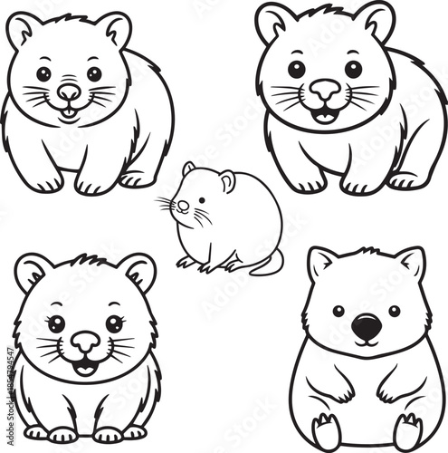 wombat line art coloring page