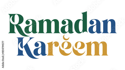 Ramadan Kareem Typography: A colorful and elegant typography design that celebrates the holy month of Ramadan, showcasing the beauty of Islamic art and culture.