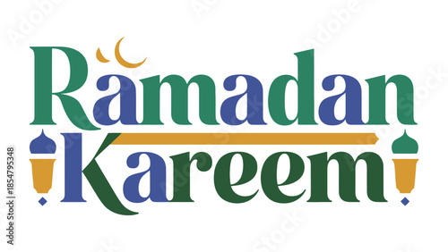 Ramadan Kareem Typography: A stylish and vibrant typography design for the holy month, perfect for conveying wishes and celebrating the spirit of Ramadan.