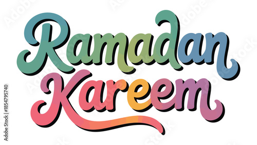 Ramadan Kareem Typography: A colorful Ramadan Kareem message, symbolizing a time of spiritual reflection, community, and generosity.  