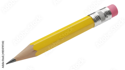Foto Yellow pencil with eraser PNG isolated on transparent background, writing instru