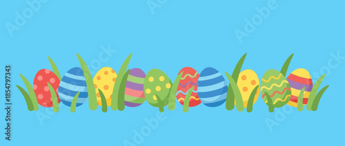 colorful easter eggs on grass