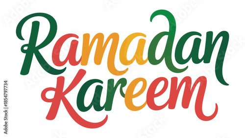 Ramadan Kareem: A vibrant and colorful typography design, with Ramadan Kareem script, creating a festive visual for the Holy Month of Ramadan.