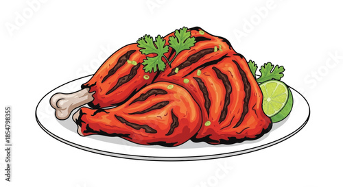 Grilled Tandoori Chicken Thighs with Red Spice Rub and Fresh Herb Garnish