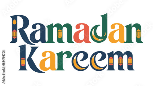 Ramadan Kareem: A vibrant and colorful design wishing a blessed Ramadan, celebrating the spirit of the holy month.
