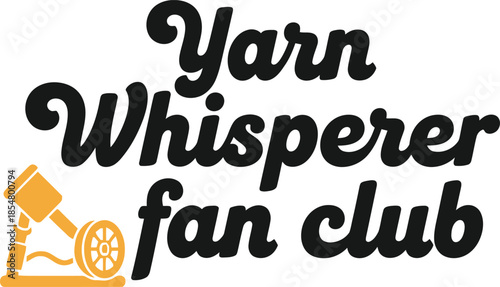 Yarn Whisperer fan club typography vector design black gold high heel icon on transparent background for crochet t-shirt apparel sticker merchandise print creative layout  