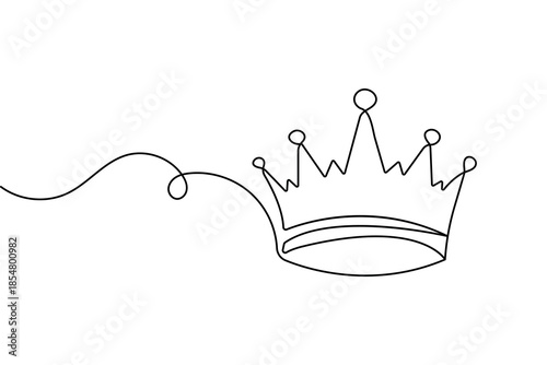 Minimalist crown outline vector illustration on white background