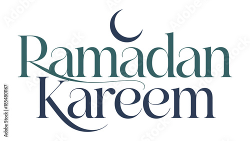 Ramadan Kareem: Elegant calligraphy spells out Ramadan Kareem a symbol of the blessed month, accented by a crescent moon, inviting reflection and spiritual renewal.