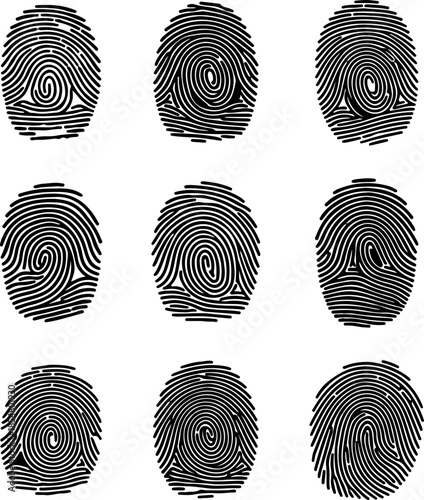 Fingerprint art vectors and Set of black finger prints icon silhouette collections