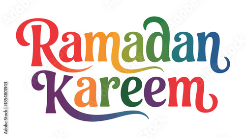 Ramadan Kareem: A vibrant and colorful display of festive lettering, perfect for conveying warm wishes and blessings during the holy month of Ramadan.