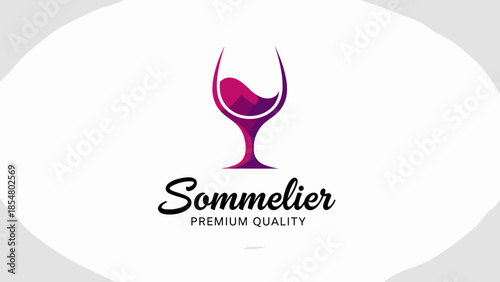 Sommelier Wine Logo with Elegant Glass Icon and Premium Branding