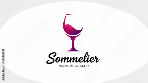 Sommelier Wine Logo with Elegant Glass Icon and Premium Branding