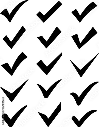 Check mark art vectors and Set of black checkmark icon silhouette collections
