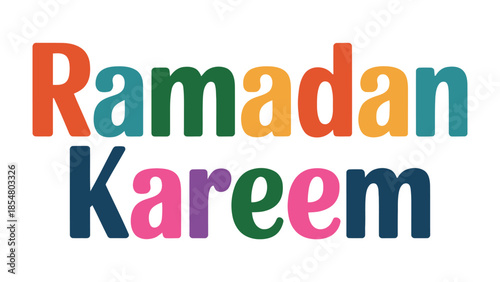 Ramadan Kareem: A vibrant and colorful display of festive text, wishing everyone a joyous and blessed Ramadan season.