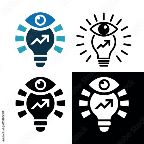 Visionary insight and strategic growth represented by a creative light bulb eye icon