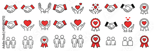 Business Partnership Trust and Appreciation Ribbon Icon Set