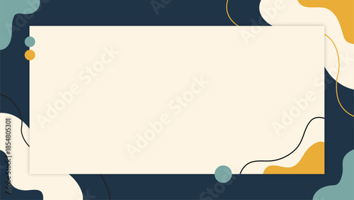 Abstract Organic Frame Background with Navy Blue and Ochre Shapes
