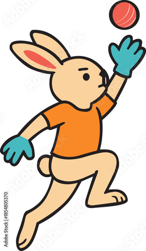 Flying Rabbit Cricket Fielder Icon Vector Illustration
