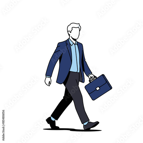 Professional Businessman Walking Confidently with Briefcase in a Modern Work Environment