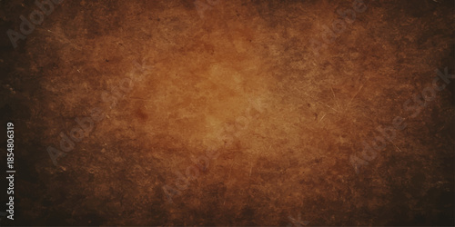 A worn and aged brown vintage parchment texture with a dirty, antique grunge pattern on a rough, damaged paper surface creates a blank, ancient backdrop for retro design