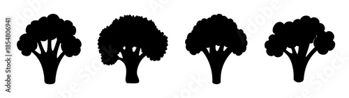 Four broccoli silhouettes