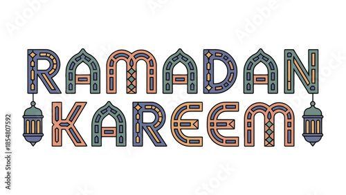 Ramadan Kareem: A festive and vibrant graphic design with the words Ramadan Kareem in a colorful and decorative font, evoking the spirit of the Islamic holy month.