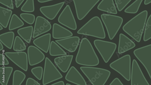 Abstract Seamless Vector Pattern Featuring Hand-Drawn Rounded Triangle Shapes in Light Green Outlines Over a Dark Forest Green Background Creating a Modern Organic Mesh Motif for Graphic Design
