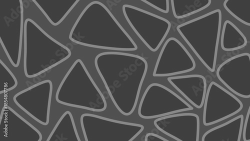 Abstract Seamless Vector Pattern Featuring Hand-Drawn Rounded Triangle Shapes in Light Grey Outlines Over a Dark Charcoal Background Creating a Modern Organic Mesh Motif for Graphic Design