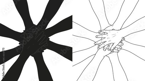 hands stacked on top of each other in teamwork gesture