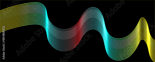 Abstract vector background with black wavy lines. vector