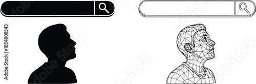 search bar icons with human head silhouettes for web design