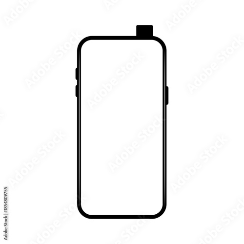 Black bezel less flagship smartphone mockup with popup camera front view transparent vector illustration