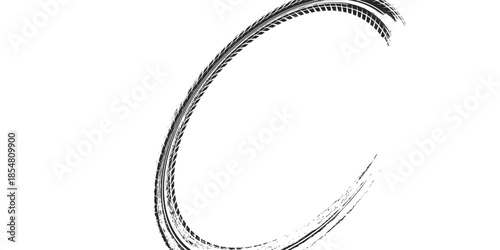 Tire track. Car, bike, motorcycle tyre mark with grunge effect isolated on white background. Wheel footprint on the road. vector