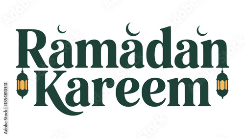 Ramadan Kareem Illustration: Celebrating the spirit of Ramadan with an elegant calligraphy design, adorned with crescent moons and traditional lanterns, symbolizing the season of peace, reflection.