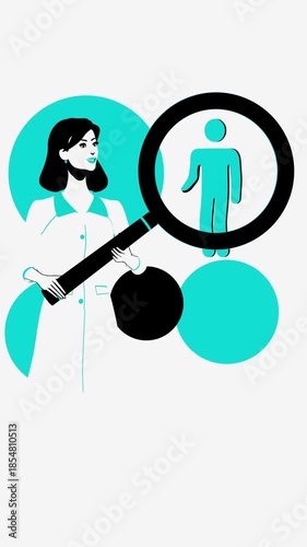 Vertical 9:16 animation showing a physician studying health information and analytics. Ideal for concepts of medical analysis, clinical decision making, digital healthcare, diagnostics, hospital servi