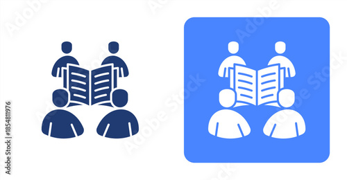 Mentorship Line Color , Two-tone color and contrasting background icon illustration