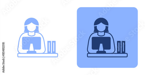 Support Line , Two-tone color and contrasting background icon illustration