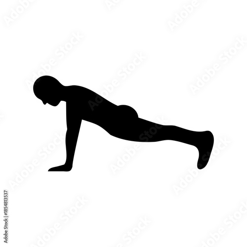 Silhouette of a person performing a plank exercise for fitness and health