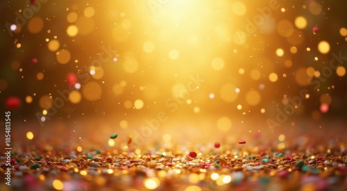 Gold background with many confetti
