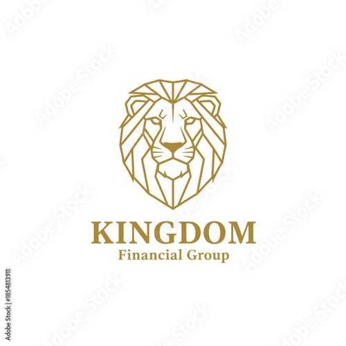 Elegant gold geometric lion head logo for "Kingdom Financial Group," representing strength, leadership, and professional wealth management services