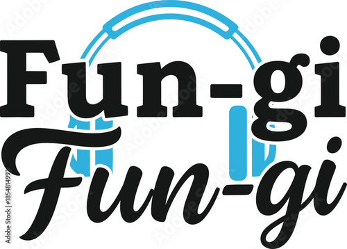 Fun-gi vector typography design white black red on transparent background for nature foraging apparel t-shirt sticker print community hobby mushroom creative layout svg cut file