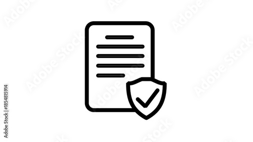 Animated document and shield icons. Motion animated icons are suitable for web, business, industry, and entertainment.