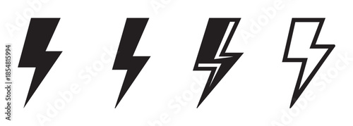 Free Download Four distinct lightning bolt icons representing power and energy, symbolizing speed, warning, and electrical concepts in a versatile graphic collection. - GFXLoad