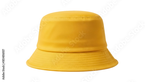 Tableau sur toile Yellow bucket hat isolated PNG on transparent background, stylish sun hat for su