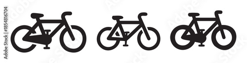 Three simple bicycle icons representing eco-friendly transportation, healthy lifestyle, and outdoor activity, perfect for graphic design elements.
