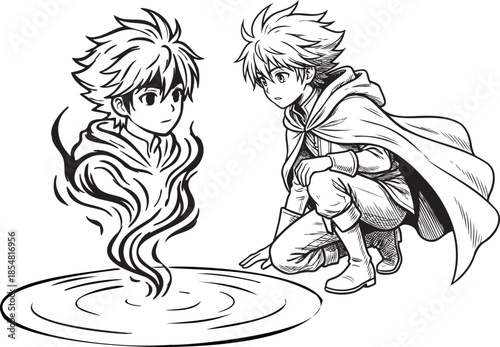 Mysterious anime boy conjures ghostly vision