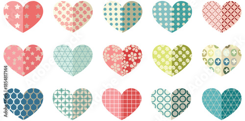 Array of Hearts: A vibrant arrangement of colorful hearts, each adorned with a unique pattern, expresses the spirit of love and affection.