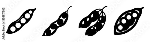 Illustrations of various pea pods