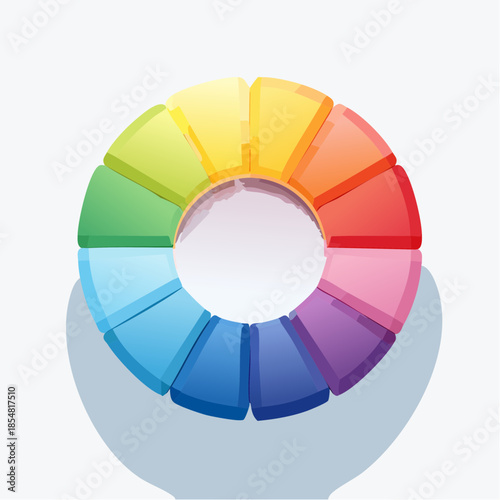 Colorful segmented circle with gradient colors and a central hole.